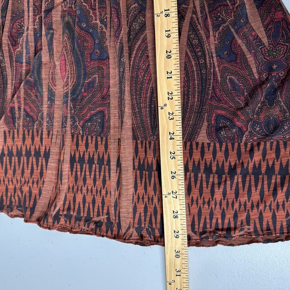 One World Babydoll Tunic Top Brown‎ Paisley Embellished Boho Size 1X - Picture 8 of 11